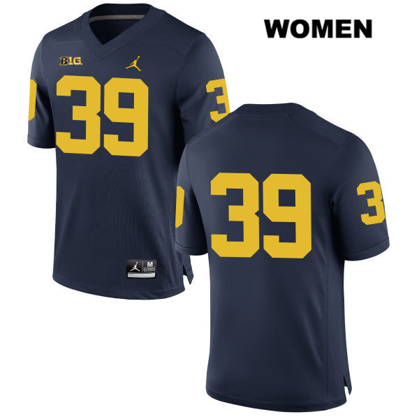 Women's NCAA Michigan Wolverines Kyle Seychel #39 No Name Navy Jordan Brand Authentic Stitched Football College Jersey KT25I56VK